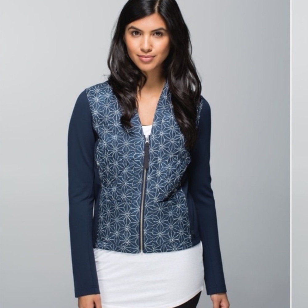 LULULEMON Cardigan and Again Inkwell Exploded Sashiko Star Zip Up